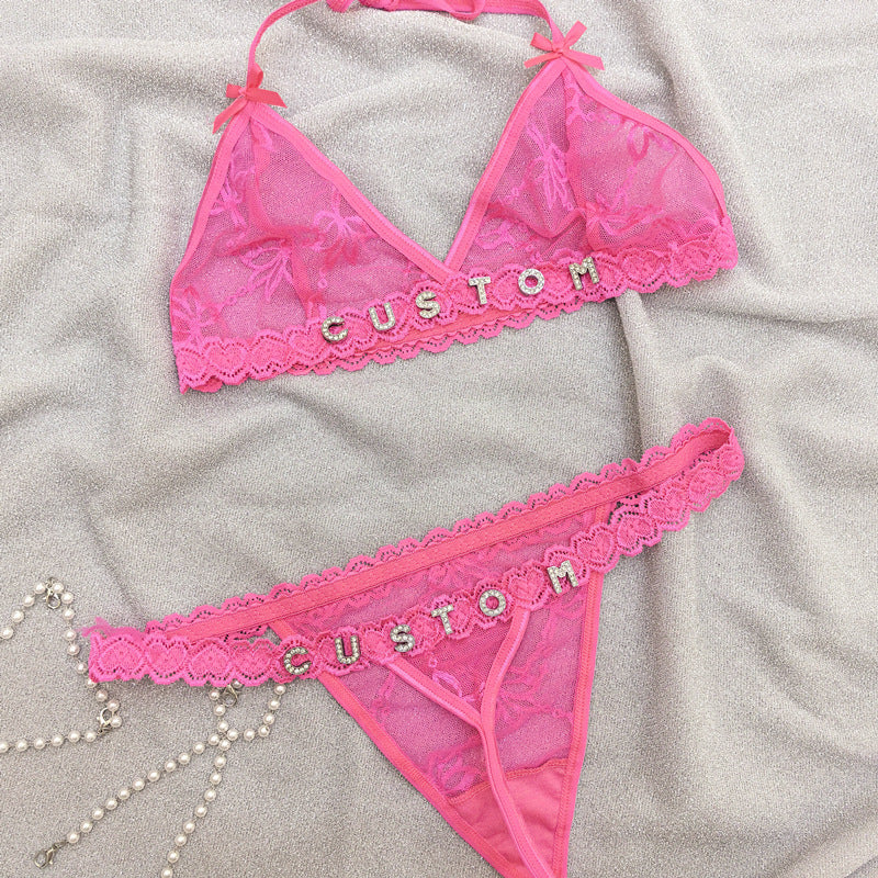 Customized Rhinestone Bralette and Panty Set