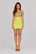 Greenlight Bandage Dress in neon green, front view