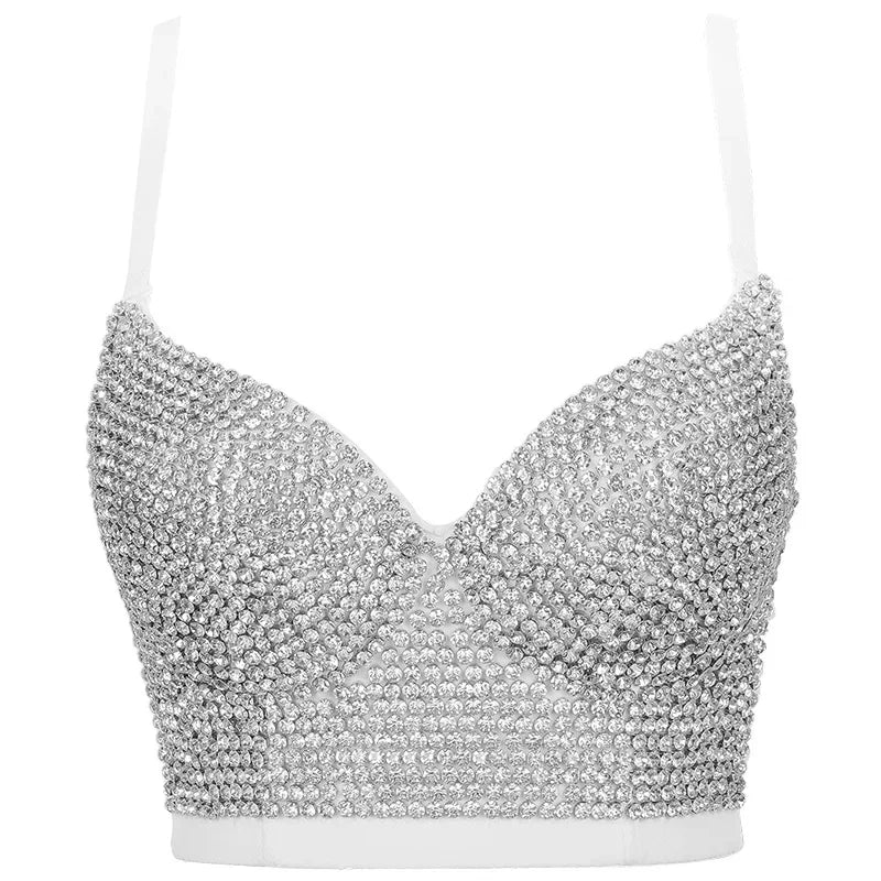 Rhinestone Bustier Top flat lay