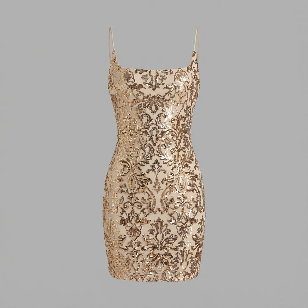 Lace-Up Back Sequin Mini Dress