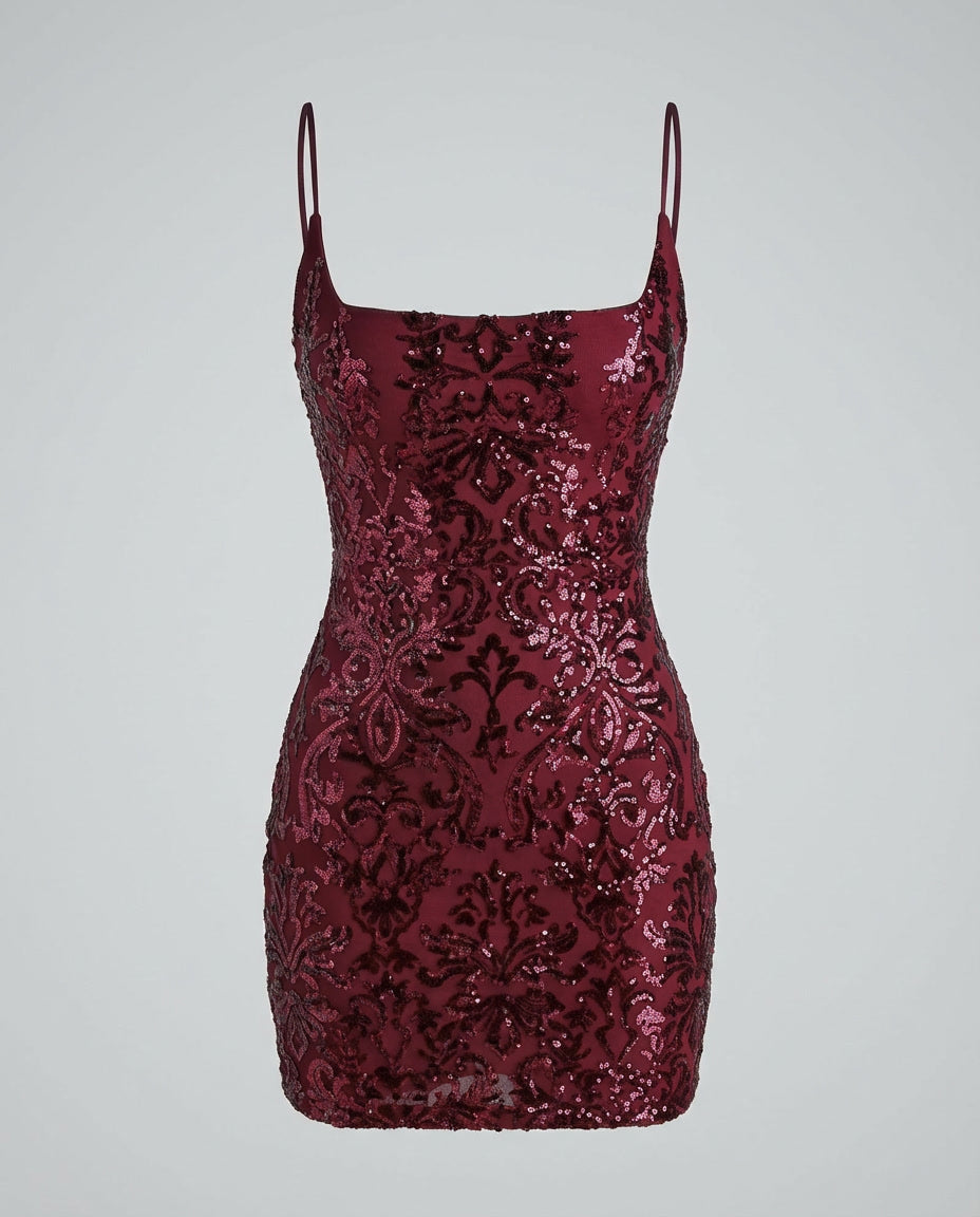 Lace-Up Back Sequin Mini Dress