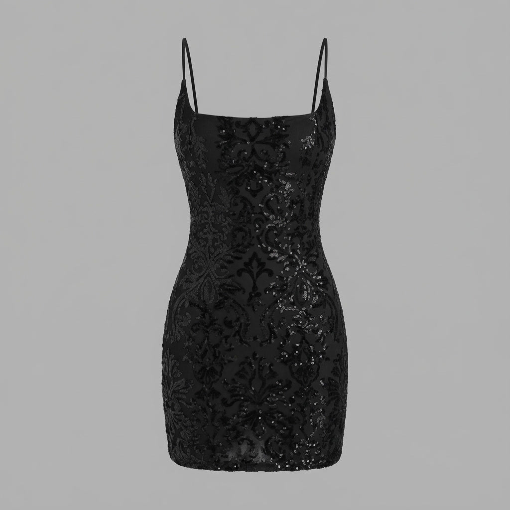 Lace-Up Back Sequin Mini Dress