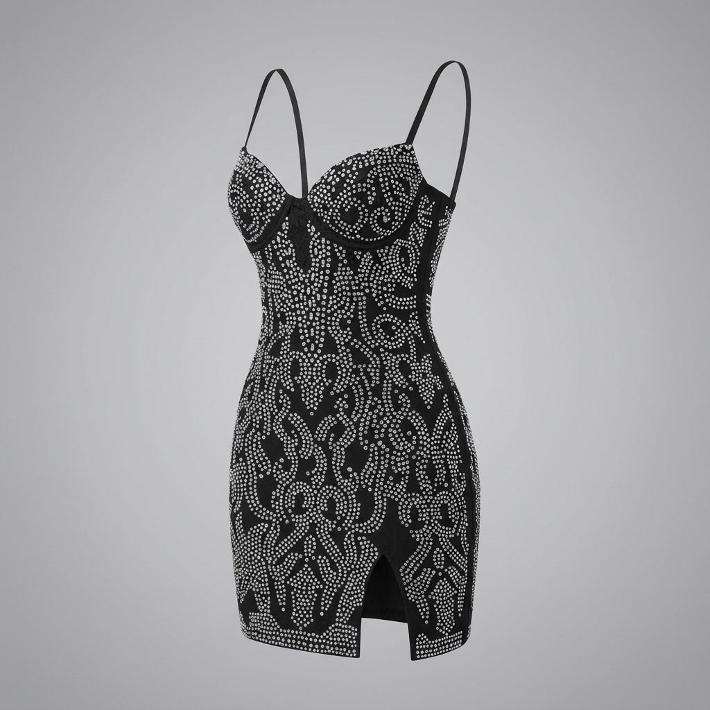 Rachel Rhinestone Embellished Bodycon Mini Dress