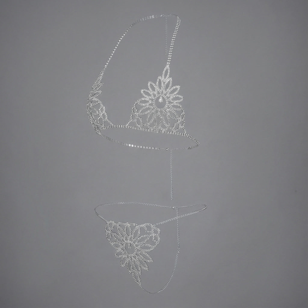 Monique Rhinestone Flower Lingerie Set